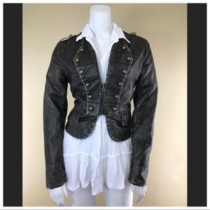 UNIQUISM MILITARY VICTORIAN VEGAN LEATHER JACKET